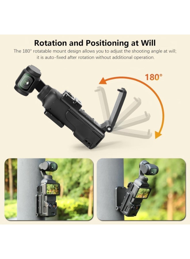 حامل مغناطيسي متوافق مع DJI Osmo Pocket 3، مزود بمحول إكسسوارات محسن ومقص مغناطيسي لحالة السuction لوضعها على الطاولة أو الأسطح العمودية، مع مقبض قابل للتعديل 180 درجة، وشريحتين لحماية العدسة وشريحتين لحماية الشاشة LCD - Image 4